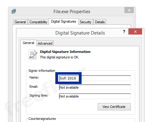 Screenshot of the Sofi 2016 certificate